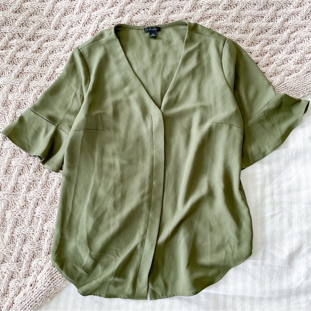 Ann Taylor Olive Green Blouse